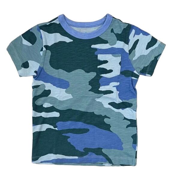 NWT J. Crew Boys' Blue Camo Pocket Crewneck T-Shirt - Picture 1 of 6